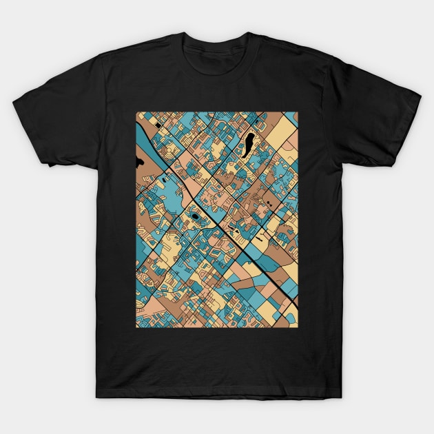 Brampton Map Pattern in Mid Century Pastel T-Shirt by PatternMaps